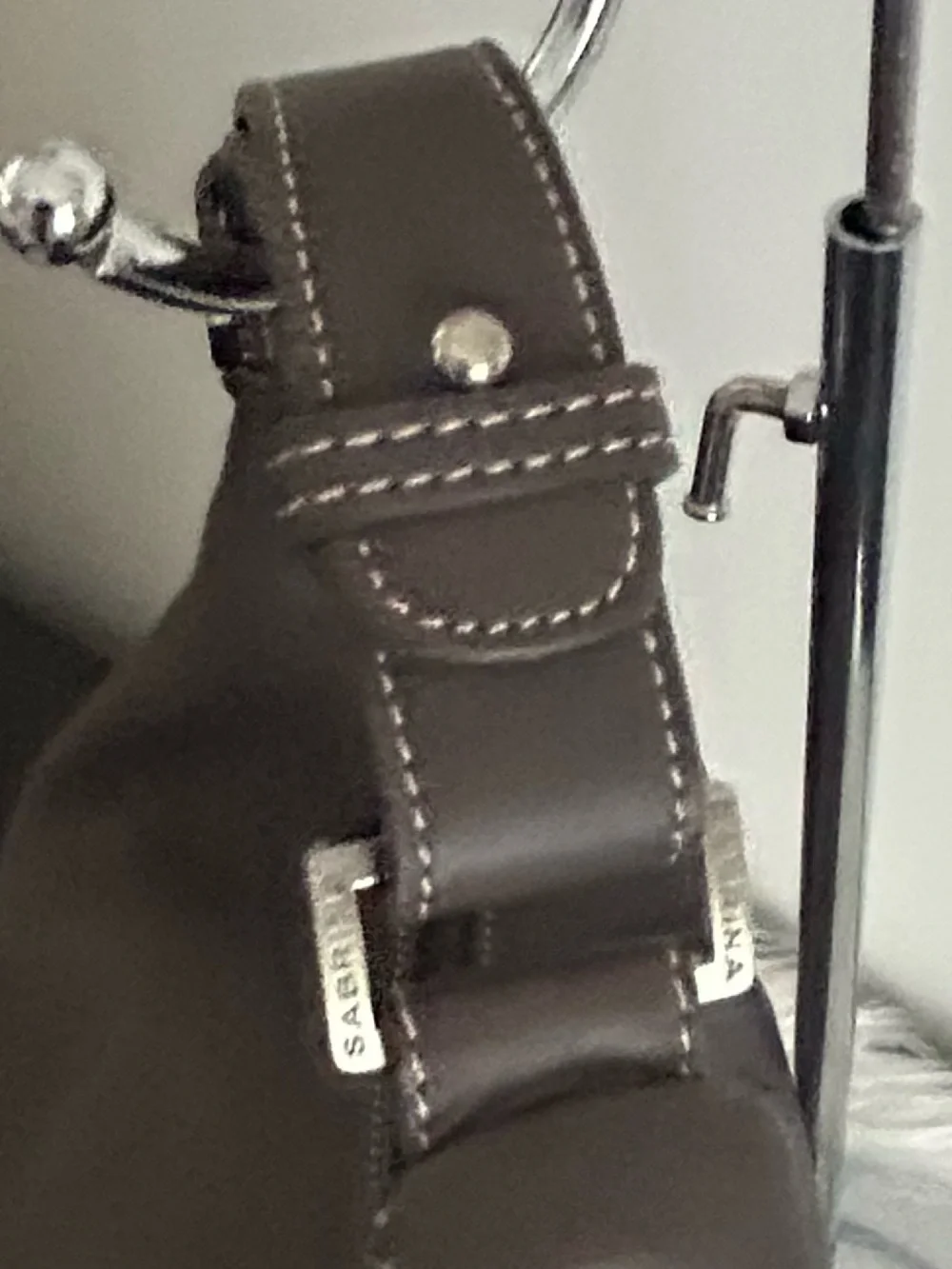 Sabrina Gray Leather Hobo Shoulder Bag Slouchy Everyday Purse